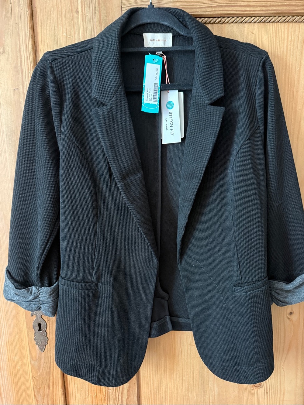 NWT Women's Black Open Front Blazer Jacket